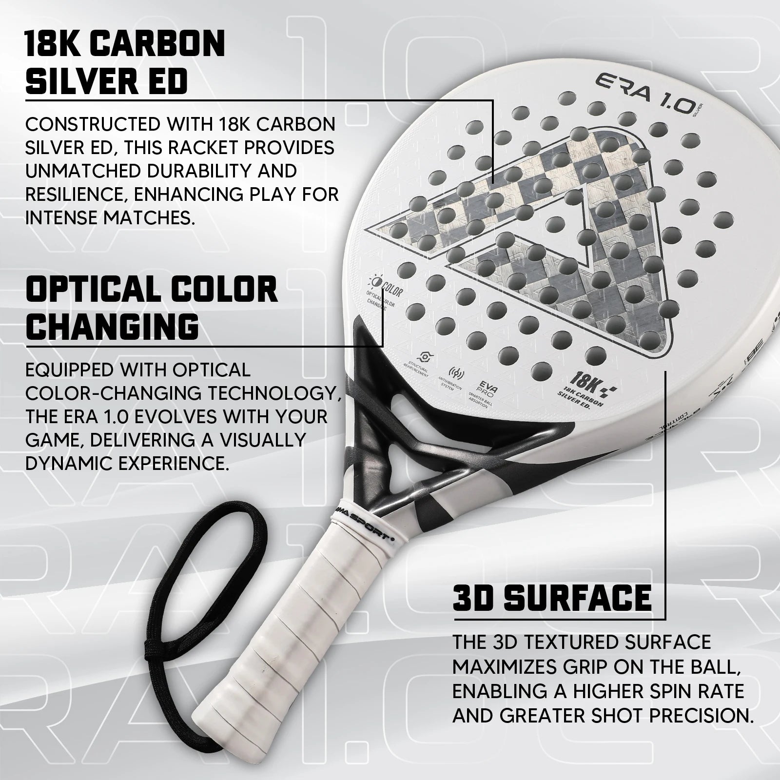 Raquetas de pádel plata carbono 18K